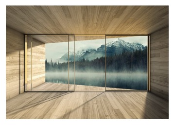Fototapeta WIDOK Z OKNA 3D Mgliste Góry 416x254
