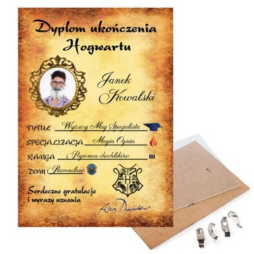 PREZENT DYPLOM UKOŃCZENIA HOGWARTU Harry Potter