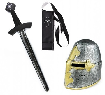Zestaw MIECZ 60cm HEŁM POCHWA KRZYŻACKI rycerski