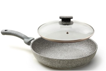 PATELNIA Tytanowo Kamienna 26 cm WŁOSKA + POKRYWA