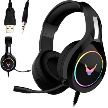 SŁUCHAWKI Z MIKROFONEM GAMINGOWE PODŚWIETLANE RGB