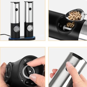 USB ЭЛЕКТРОМЕЛЬНИЦА ДЛЯ СОЛЬ, ПЕРЦА, СПЕЦИЙ НАБОР 2В1 + ЗАРЯДНАЯ БАЗА