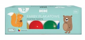 INTERDRUK BEBE ŚWIEŻE FARBY SZKOLNE PLAKATOWE 12 kolorów