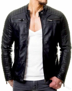 Men Faux Leather Jacket Spring Slim-Fit Cardigan S