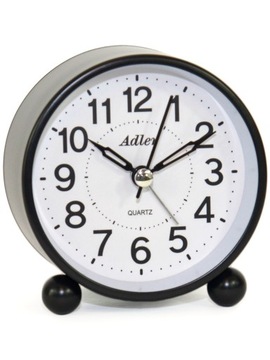 Klasyczny Budzik z płynąca wskazówką Adler PT513-2-Black - 8x9 cm