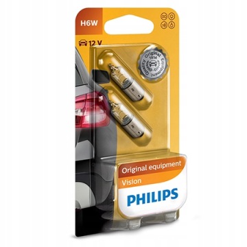 2x Żarówki PHILIPS H6W 6W BAX9s 12V VISION +30% + GRATIS RĘKAWICZKI