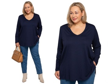 Granatowa bluzka basic z wiskozy PLUS SIZE r48-62