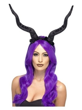 OPASKA NA GŁOWĘ DEMONICZNE ROGI CZARNE WELUR DEMON HALLOWEEN