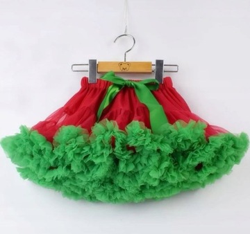 SPÓDNICZKA TUTU PETTISKIRT, ZIEL.-CZERW., 6-8 LAT