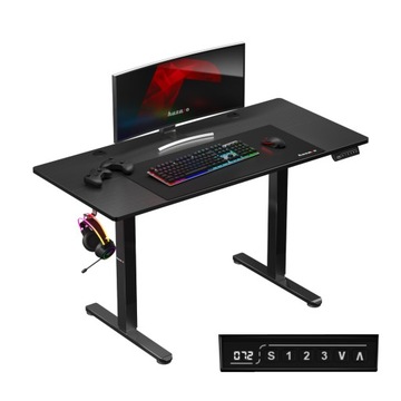 Biurko Gamingowe z ELETRYCZNĄ REGULACJĄ Hero 8.2 BLACK KONTROLER