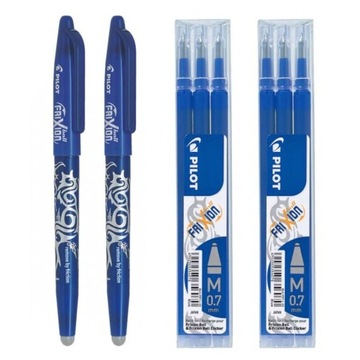 2x DŁUGOPIS PILOT FRIXION, 6x WKŁADY Niebieskie