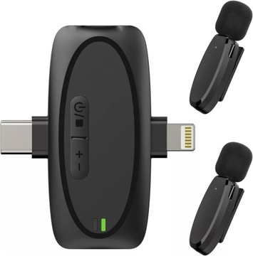 Mikrofon Bezprzeowodowy Krawatowy Podwójny V6 do Telefonu USB C / IPhone
