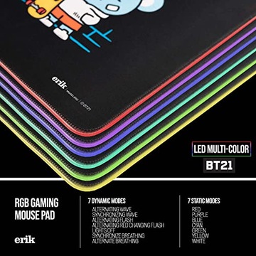 BT21 — игровой/настольный коврик со светодиодной подсветкой XXL (90 x 40 см)