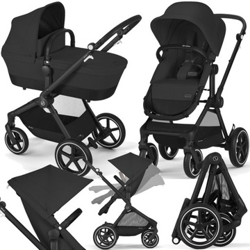 WÓZEK CYBEX 2W1 EOS LUX BLK MOON BLACK I MEGA AKCESORIA