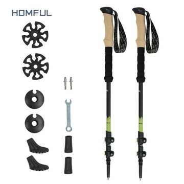 Nowy Nordic 195g/szt. Kijki trekkingowe laski Alpenstock teleskopowy ultra