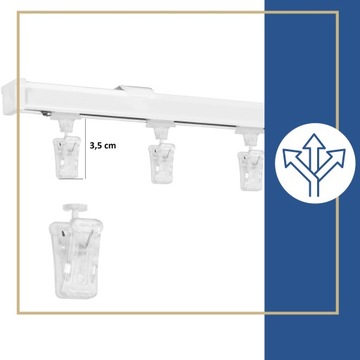 Потолочный карниз, одинарный алюминиевый карниз, 1 направляющая, комплект 300 см STRONG