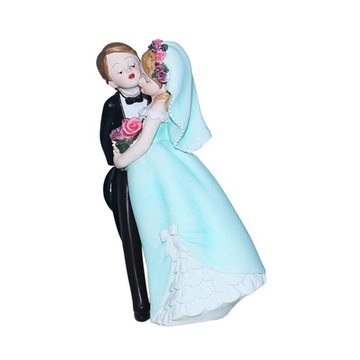 Topper na tort weselny Ciasto Top Decor Miniaturowy model Tort weselny Niebieska sukienka