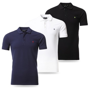 KOSZULKA POLO MORAJ MĘSKA 3-PAK POLÓWKA BAWEŁNIANA ROZM. S