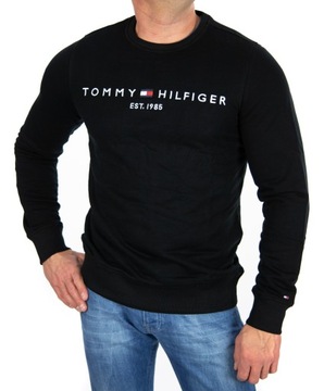 BLUZA TOMMY HILFIGER MĘSKA DUŻE LOGO KLASYCZNA CZARNA BEZ KAPTURA XL