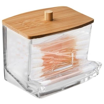 POJEMNIK NA PATYCZKI DO USZU KOSMETYCZNE ORGANIZER ŁAZIENKOWY PRZEŹROCZYSTY