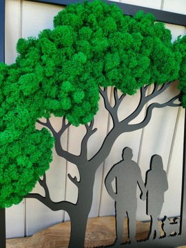 ДЕРЕВО с мхом хроботек с семьей СЕМЬЯ 40см мох хроботек ПРОЕКТ