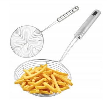 METALOWA ŁYŻKA SZUMÓWKA DO PIEROGÓW FRYTEK WARZYW SITKO CEDZAK duża 15X32cm