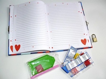 ДНЕВНИК С ЗАМКОМ БЛОКНОТ АЛМАЗНАЯ ВЫШИВКА МОЗАИКА СЕРДЦА