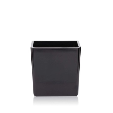Doniczka szklana kwadratowa czarny połysk 14cm