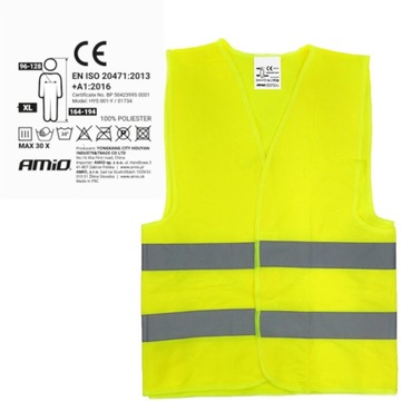 KAMIZELKA ODBLASKOWA ŻÓŁTA ATEST CE ATESTOWANA