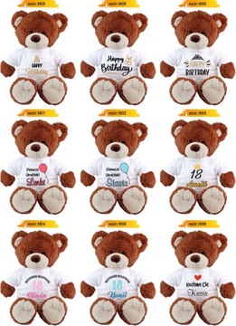 Коричневый МИШКА ТЕДДИ с футболкой, именной ВЫШИВКОЙ для ребенка + ИМЯ