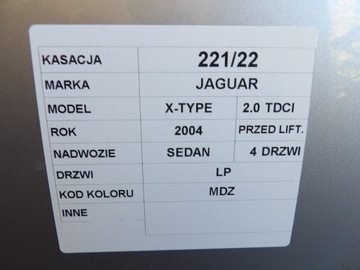 DVEŘE PL JAGUAR X-TYPE LAK. MDZ