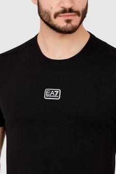 EA7 Czarny t-shirt męski z naszywką z logo M