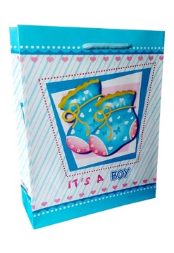 Torebka ozdobna IT'S A BOY buciki BABY SHOWER