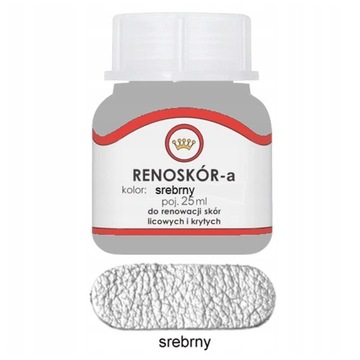 RENOSKÓR FARBA LAKIER DO SKÓRY SREBRNY