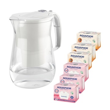 Filtrační konvice Aquaphor Onyx 4,2 l 6 náplní (3 mg 3H), bílá Set
