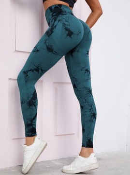 ЖЕНСКИЕ СПОРТИВНЫЕ ЛЕГГИНСЫ ДЛЯ ФИТНЕСА БИРЮЗОВЫЕ ПУШ АП L