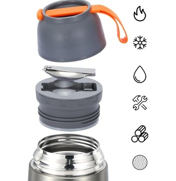 ТЕРМОС УЖИН 630 мл ДЛЯ СУПОВ ОБЕДОВ ТЕРМОКОНТЕЙНЕР + ЛОЖКА