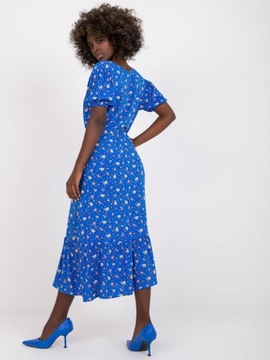 Niebieska sukienka midi w kwiatowy print M