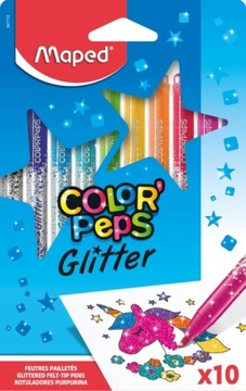Маркеры с блестками Color'Peps, 10 цветов Maped