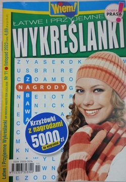 Krzyżówki ŁATWE I PRZYJEMNE WYKREŚLANKI 11/2023