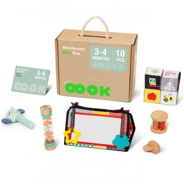 TOOKY TOY BOX XXL: MONTESSORI 6W1 EDUKACYJNE SENSORYCZNE 3-4 MIESIĄCE