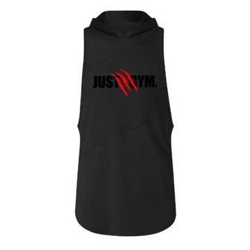 Men Fitness Sleeveless Shirt with Hoody Mesh Patch