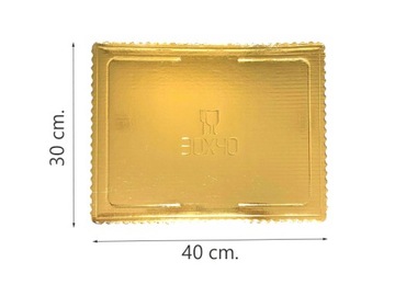 ОСНОВА ДЛЯ ТОРТА, ТОЛСТАЯ, ПРЯМОУГОЛЬНАЯ, СТИЛЬНАЯ, ЗОЛОТАЯ, 30 х 40 см.