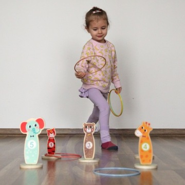 ДЕРЕВЯННАЯ ИГРА НА НАВЫКИ, БРОСОК В мишень-животное, 15 ЭЛЕМЕНТОВ.