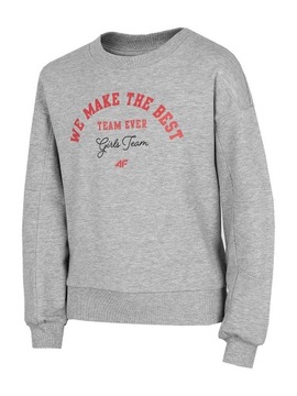 СВИТШОТ ДЛЯ ДЕВОЧКИ 4F, СПОРТИВНЫЙ ТЕПЛЫЙ ХЛОПОК, БЕЗ КАПЮШОНА, ДЕТСКИЙ РАЗМЕР 164