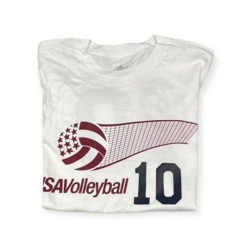 Мужская белая футболка Adidas USA Volleyball 10 M