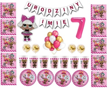 Zestaw Balony LOL Suprise 7 Urodziny + Imię