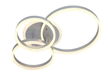 LAMPA WISZĄCA RING PLAFON okrąg żyrandol LED PILOT 3 BARWY SREBRO