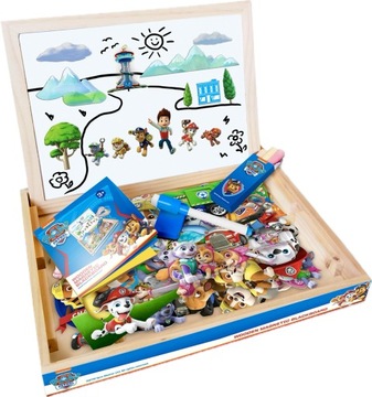 МАГНИТНАЯ МЕЛОВАЯ ДОСКА 90 МАГНИТОВ PAW PATROL ДВУСТОРОННЯЯ ДЕРЕВЯННАЯ ДОСКА