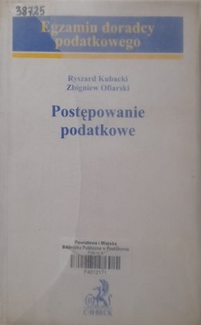 EGZAMIN DORADCY PODATKOWEGO - Postępowanie podatkowe Ryszard Kubacki
